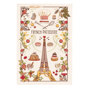 Torchons & Bouchons - Telo Da Cucina In Cotone Con Torre Eiffel E Parigi Romantica, Colazione Francese