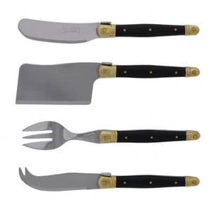 Jean Dubost Mini 4 Piece Cheese Set in Black and Brass - The