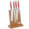 4 Piece Kitchen Knife Set with Red Handles on Magnetic Block