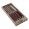 Jean Dubost 6 Steak Knives with Red Handles in Tray