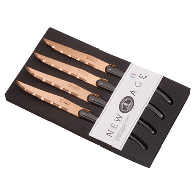 Jean Dubost New Age 6pc Steak Knives in Block Black/Copper