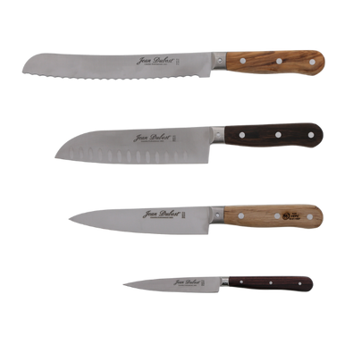 Jean Dubost 4 Kitchen Knives Set Mixed Woods in Gift Box