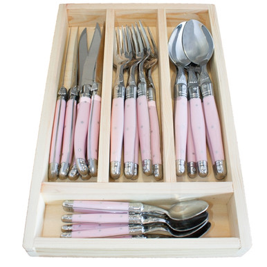 Jean Dubost 24 piece flatware set pink