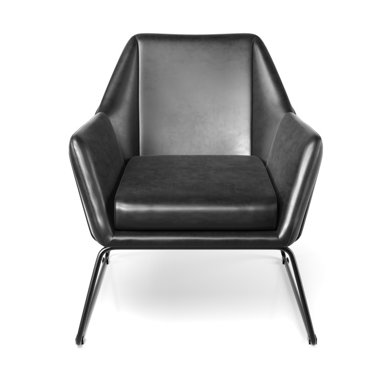 Caden Vegan Leather Accent Chair with Black Powder Coated Sled Base