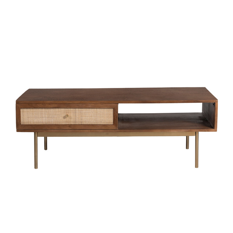 Carter Solid Wood with Natural Woven Cane Coffee Table