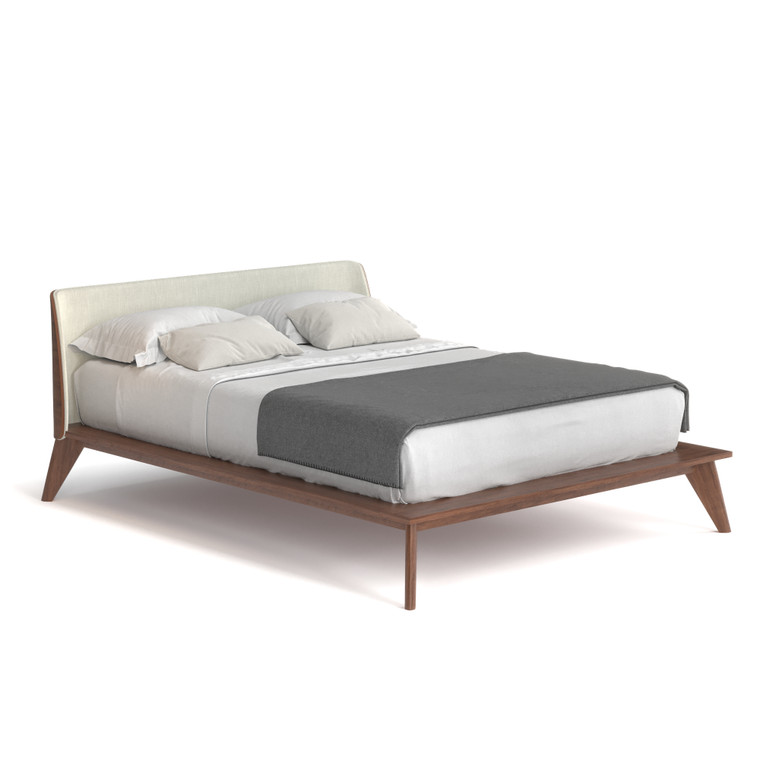 Modena Walnut Curved Upholstered Bed