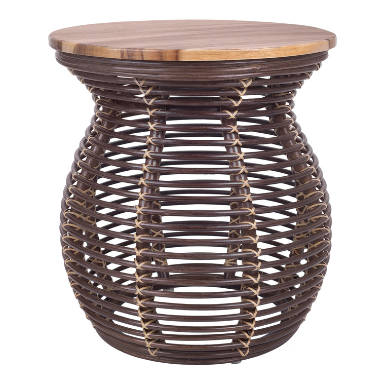 Quentin Rattan Side/ End Table w/ Wood Top