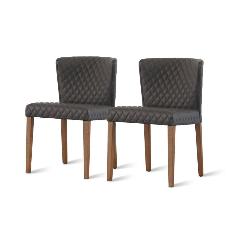 Alaric Diamond Stitching PU Leather Chair | Set of 2