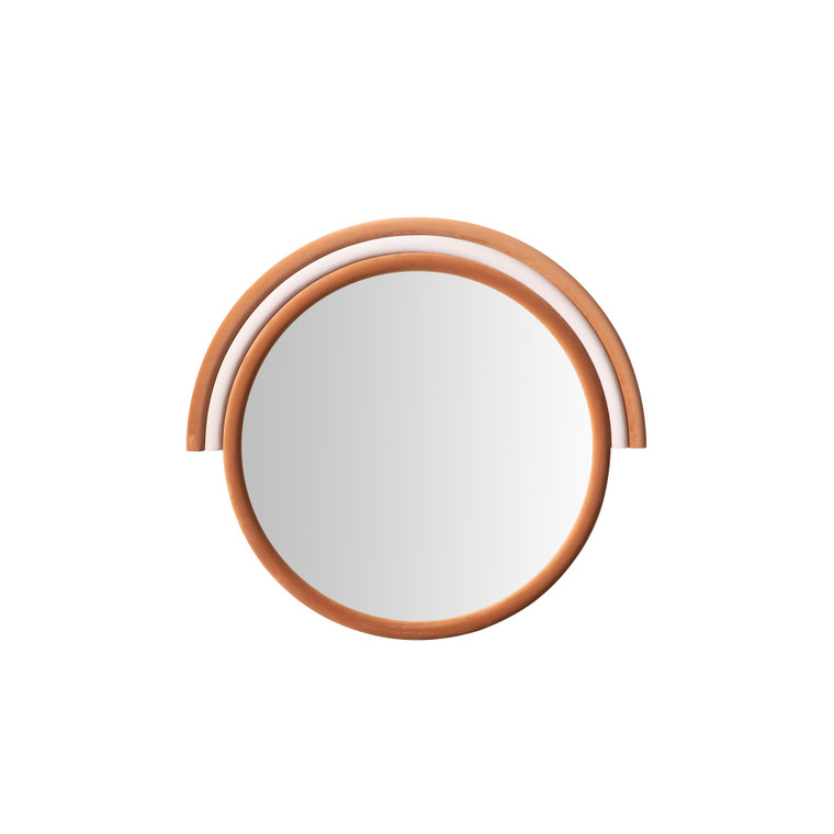 Lowell Terracotta Velvet Round Wall Mirror