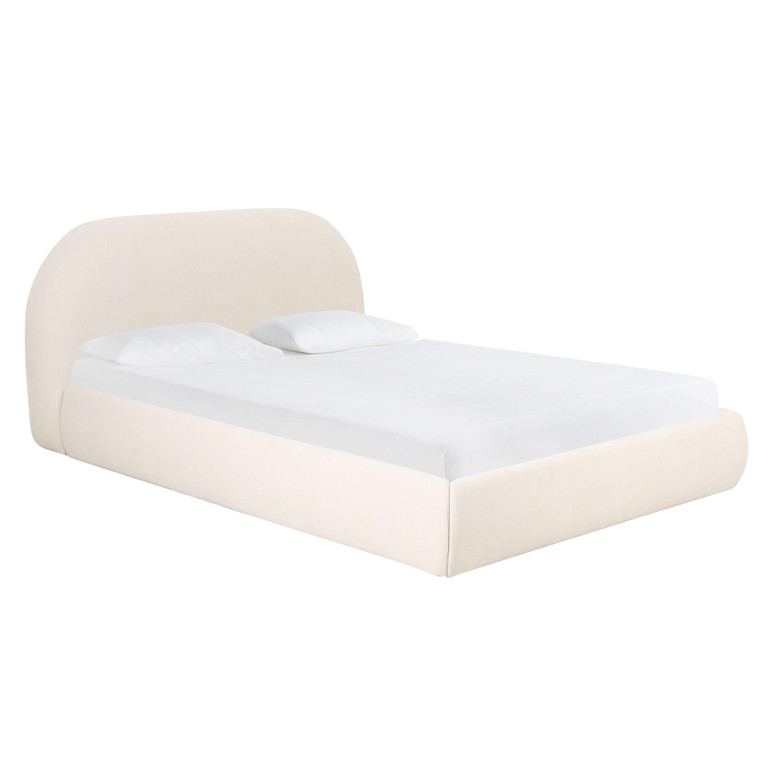 Baran Cream Textured Velvet Bed