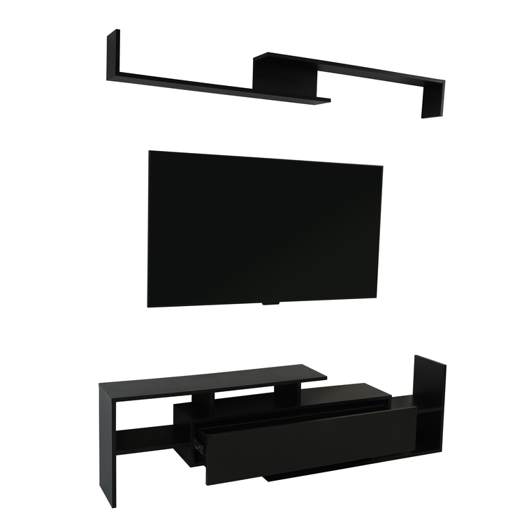 Stanford Modern TV Stand with MDF Shelves and Bookcase