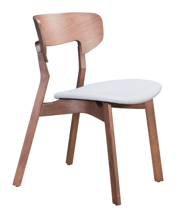 Russell Dining Chair | Set of 2 | Walnut & Light Gray