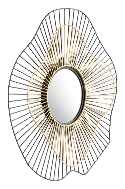 Comet Round Mirror | Black & Gold