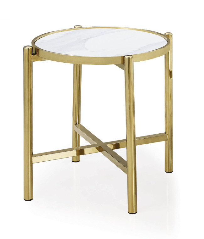 Siena End Table with Gold Base and Ceramic Top