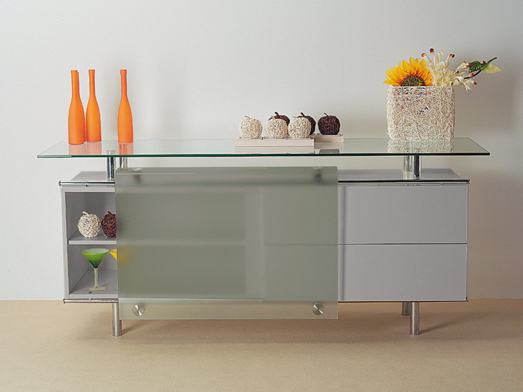 Cortina Lacquer Buffet with Frosted Sliding Glass Door