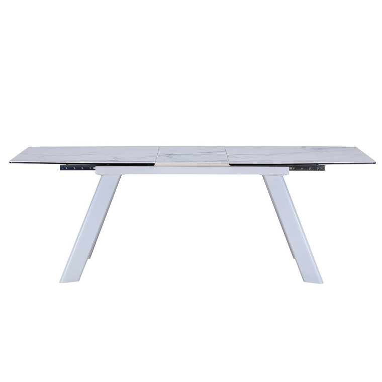 Venus Gloss Ceramic Dining Table with Tempered Glass Top and White Legs