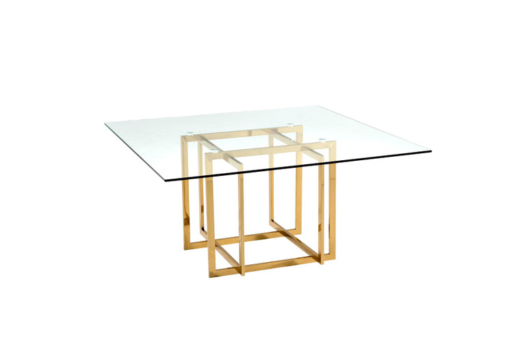 Marbella 60" Square Glass Table with Gold Base