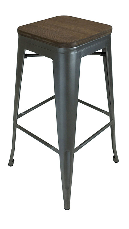 Torino 30" Metal Stool with Wood Seat