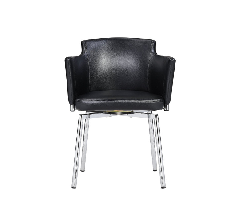 Vicenza Black Swivel Arm Chair with Chrome Leg