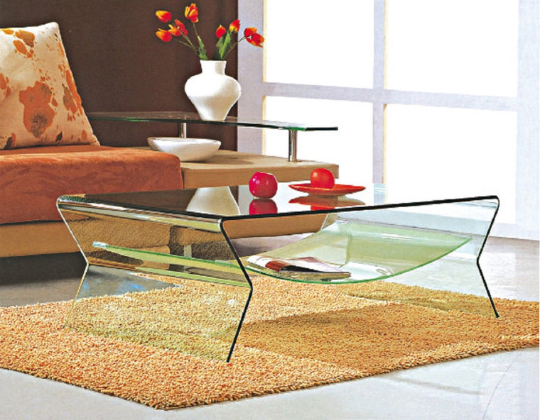 Capri Bent Glass Coffee Table with Frosted Shelf