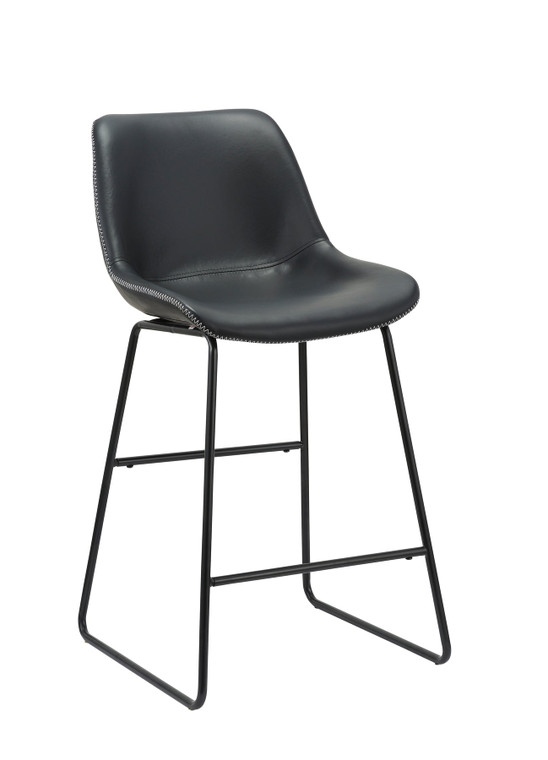 Naples Black PU 26''H Bar Stool with Metal Leg