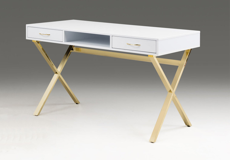 Capella White Top Desk with Two Drawers