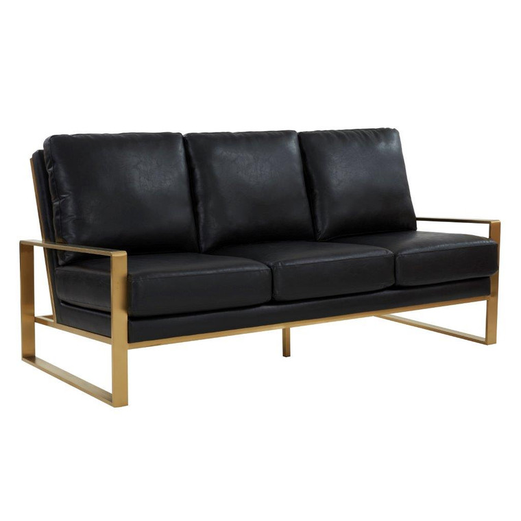 Jeffers Modern Design Leather Sofa With Gold Frame