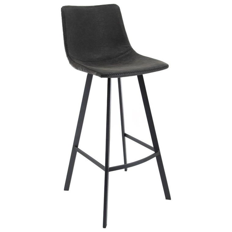 Ellandy Modern Upholstered Leather Bar Stool With Iron Legs & Footrest