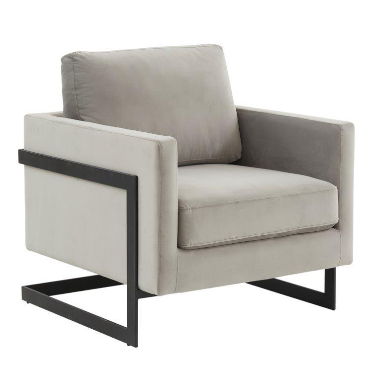 Lindon Velvet Accent Armchair With Black Steel Frame