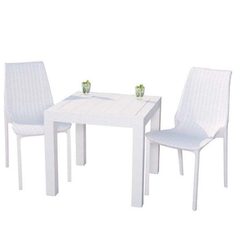 Kenton Outdoor Dining Set With 2 Chairs in White