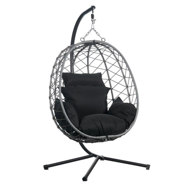 Sierra Meadow Mosaic Outdoor Single Person Egg Swing Chair in Grey Steel Frame With Removable Cushions