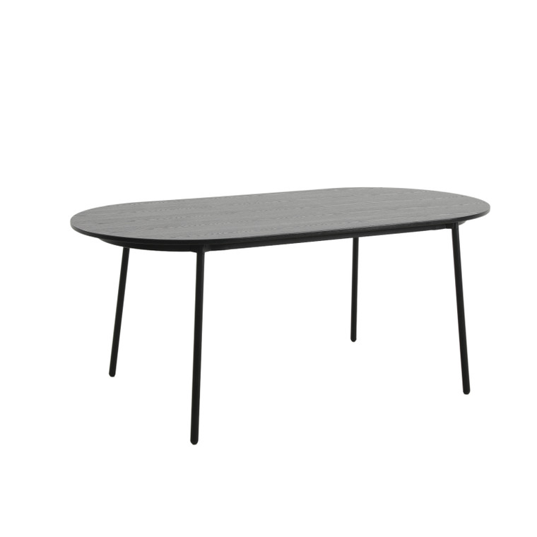 Tundra Mosaic 71" Oval Dining Table with MDF Top and Black Steel Legs