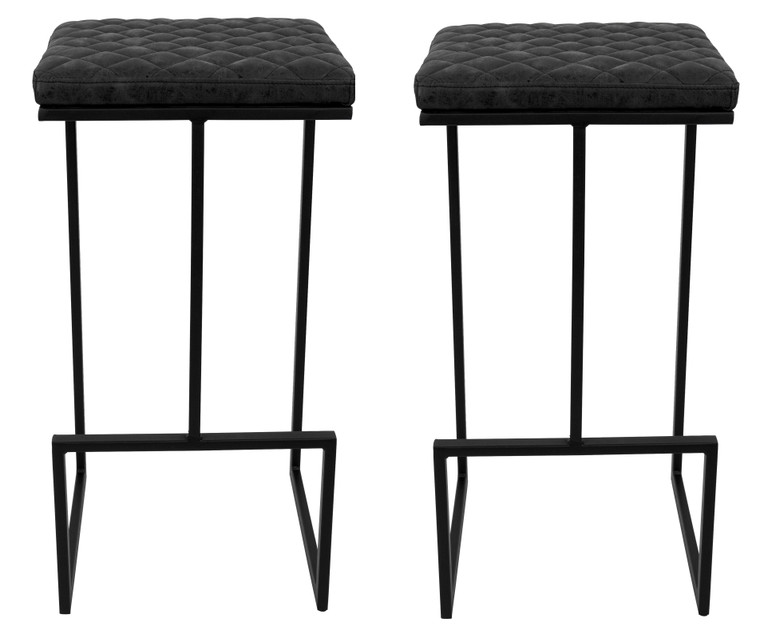 Quarcy Leather Bar Stools With Metal Frame Set of 2
