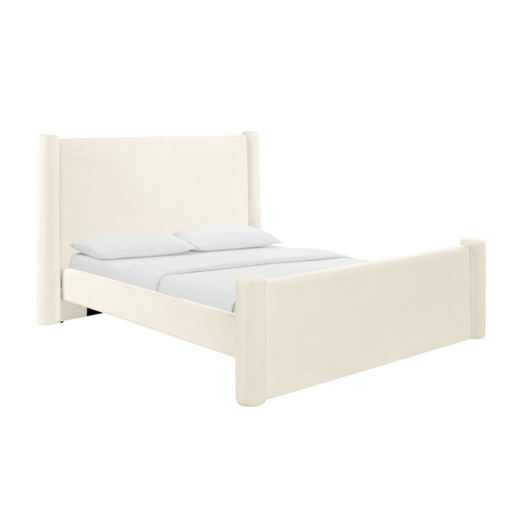 Aurora Cream Velvet Bed