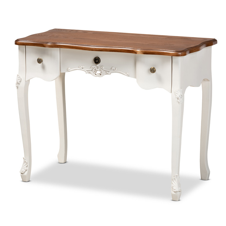 Iephos Classic Traditional French Country Console Table | White/Brown