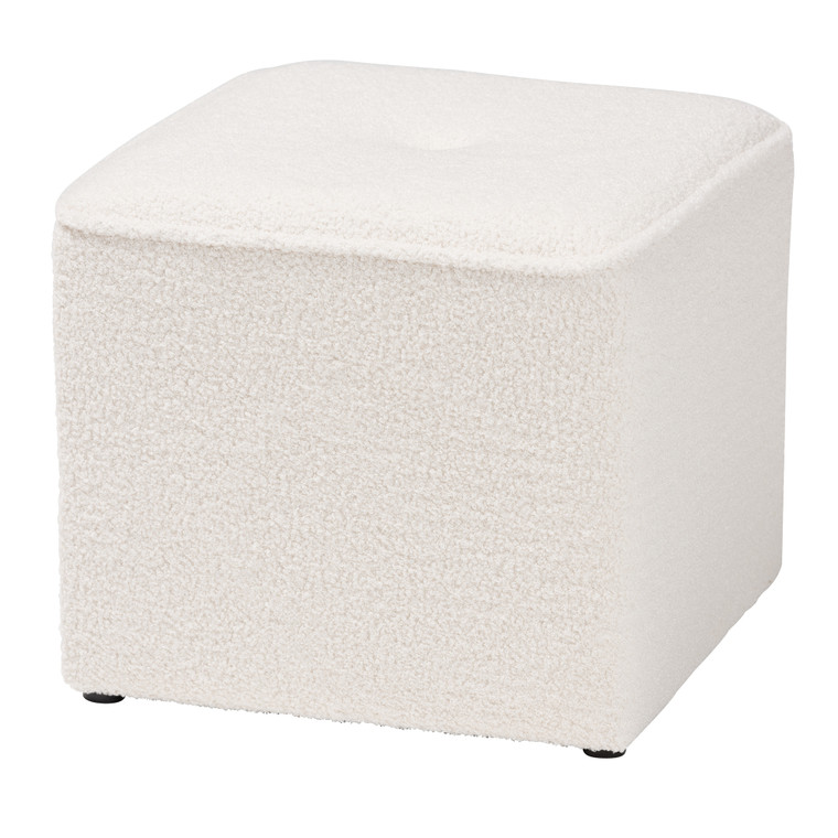 Zander Todern and Contemporary Boucle Upholstered Ottoman | Ivory