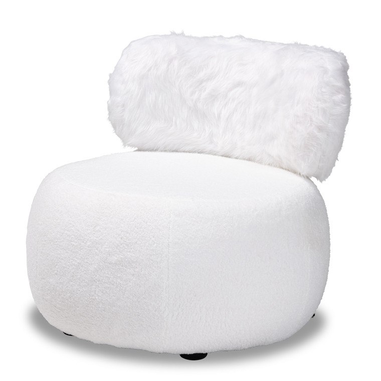 Layta Todern and Contemporary Fabric Upholstered Accent Chair | White/Black