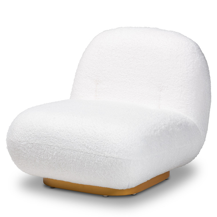 Aivap Todern and Contemporary Boucle Upholstered and Brushed Accent Chair | White/Gold