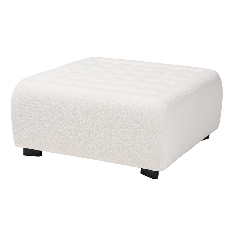 Ulani Todern and Contemporary Boucle Upholstered Square Ottoman | Ivory