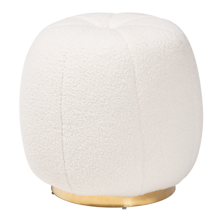 Lynnae Todern and Contemporary Boucle Upholstered Ottoman | Ivory
