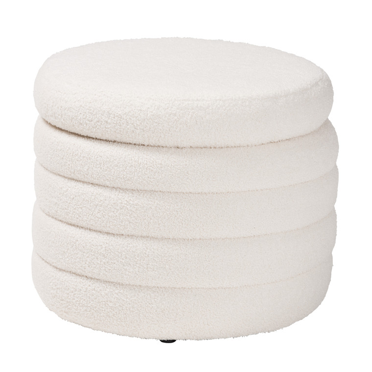 Bathit Todern and Contemporary Boucle Upholstered Storage Ottoman | Ivory
