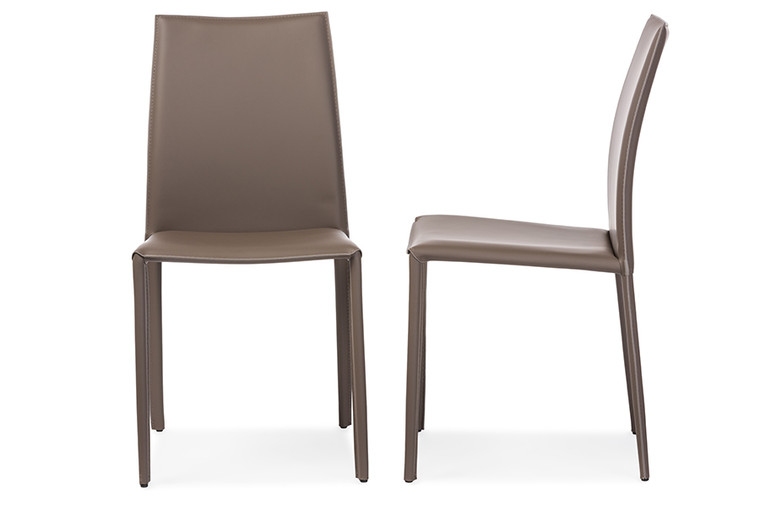 Fordrock Todern and Contemporary Bonded Leather Upholstered Dining Chair | Set of 2 | Taupe