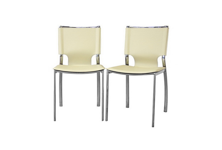 Tontclare Leather Modern Dining Chair | Set of 2 | Ivory