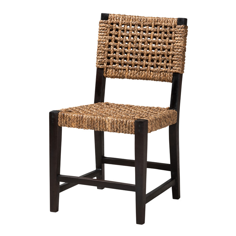 Ava Modern Bohemian Mahogany Wood and Seagrass Dining Chair | Stellan Brown/Natural Brown