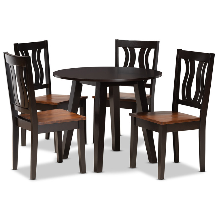 Raelynn Todern and Contemporary Transitional Two-Tone 5-Piece Dining Set | Stellan Brown/Walnut Brown