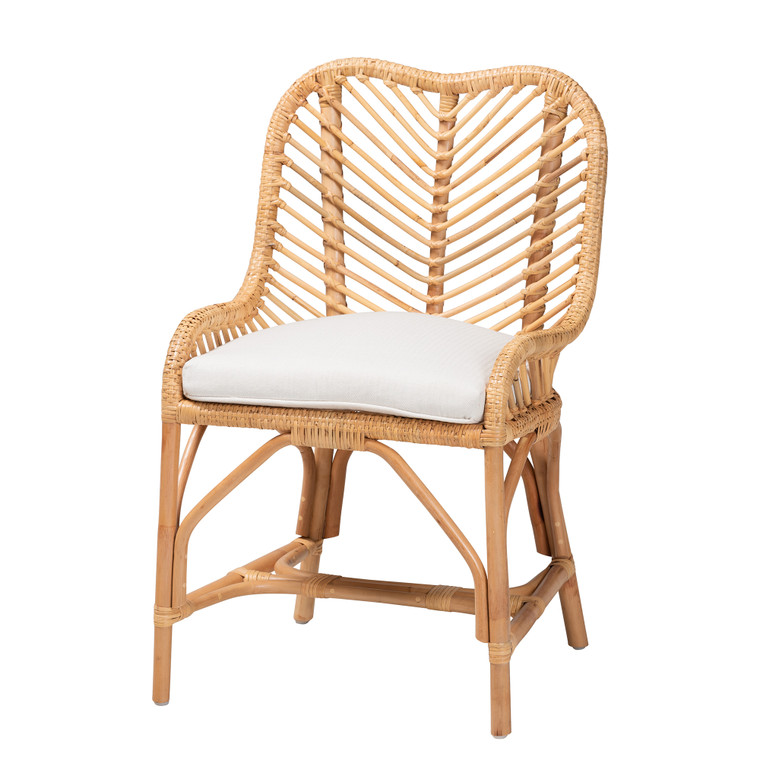 Arwe Modern Bohemian Rattan Dining Chair | White/Natural Brown