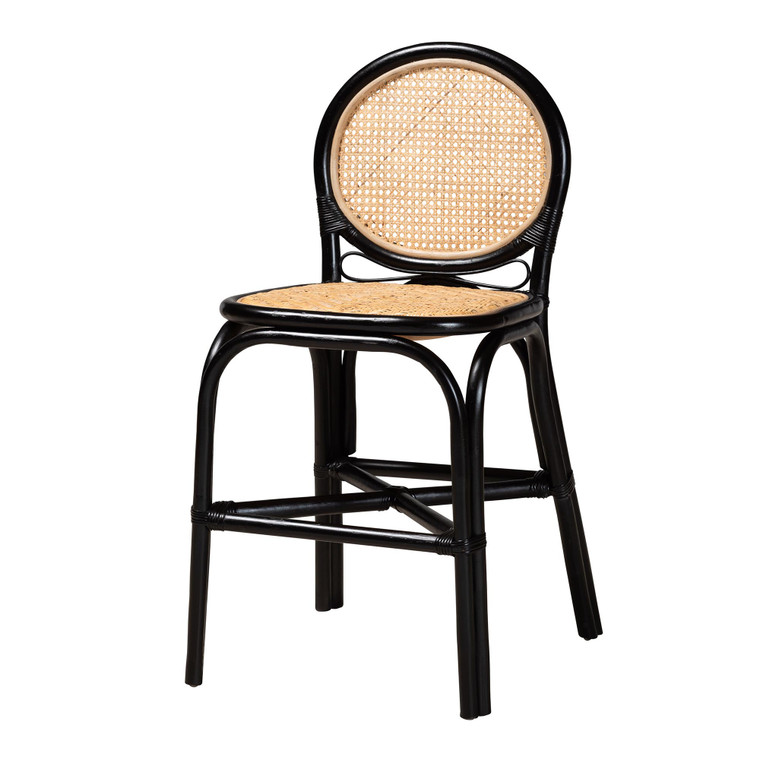 Ayana-Rattan-CSAyanna Mid-Century Modern Rattan Counter Stool | Natural Brown/Black