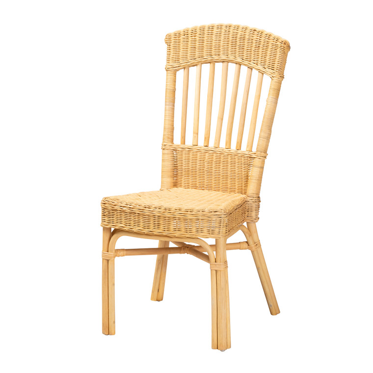 Barit Modern Bohemian Rattan Dining Chair | Natural Brown