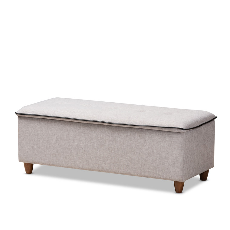 Carlisa Tid-Century Todern and ish Fabric Upholstered Button Tufted Storage Ottoman Bench | Grey
