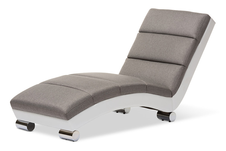 Ercyp Todern and Contemporary Fabric and Faux Leather Upholstered Asechi Lounge | Grey/White